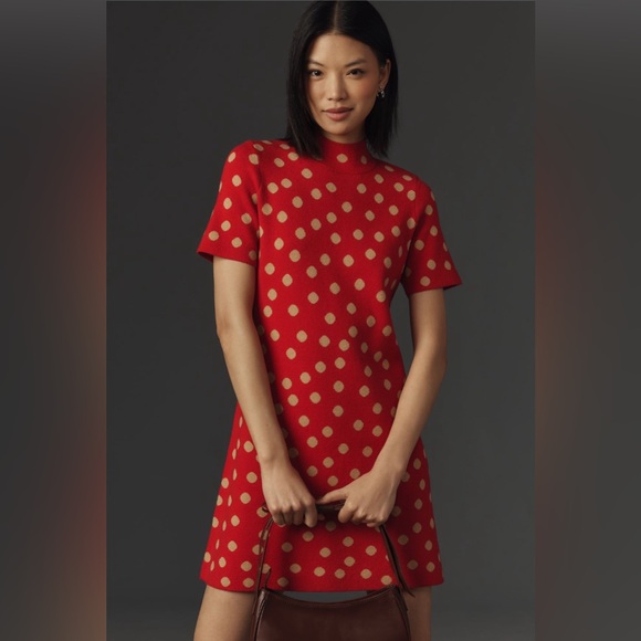 Anthropologie Dresses & Skirts - ✨ Anthropologie Nina Short-Sleeve Mock-Neck Mod Mini Dress Sz XLP